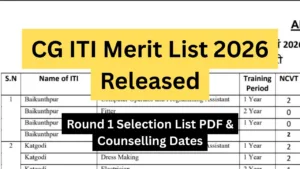 CG ITI Merit List 2026 Released