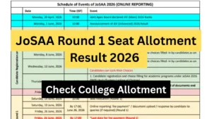 JoSAA Round 1 Seat Allotment Result 2026