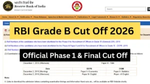 RBI Grade B Cut Off 2026