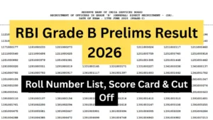 RBI Grade B Prelims Result 2026