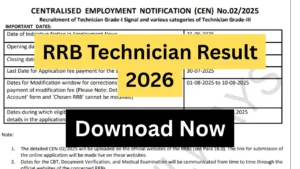 RRB Technician Result 2026